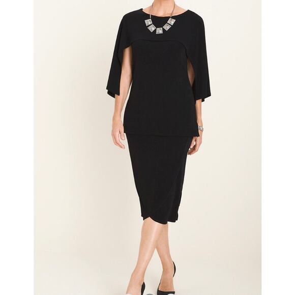 Chico’s NEW Travels Classic Capelet Tunic Top Plus Size 2X 12-14 Black Stretchy - Picture 3 of 14
